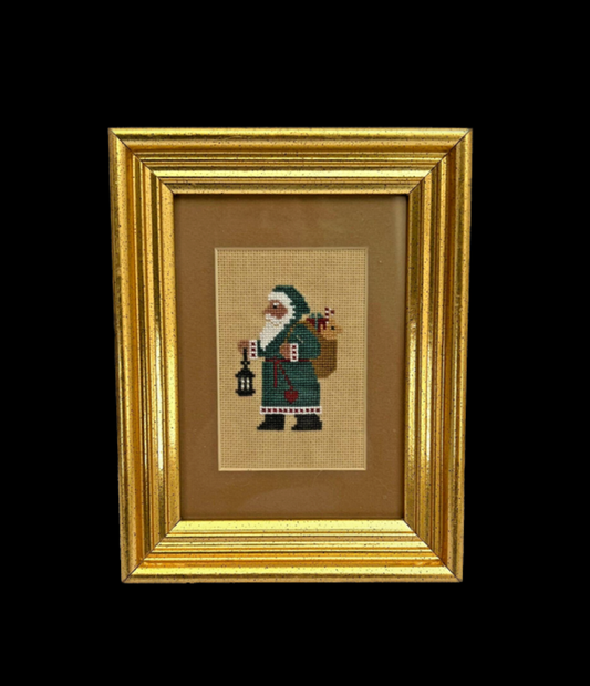 Vintage Santa Claus Framed Needlepoint