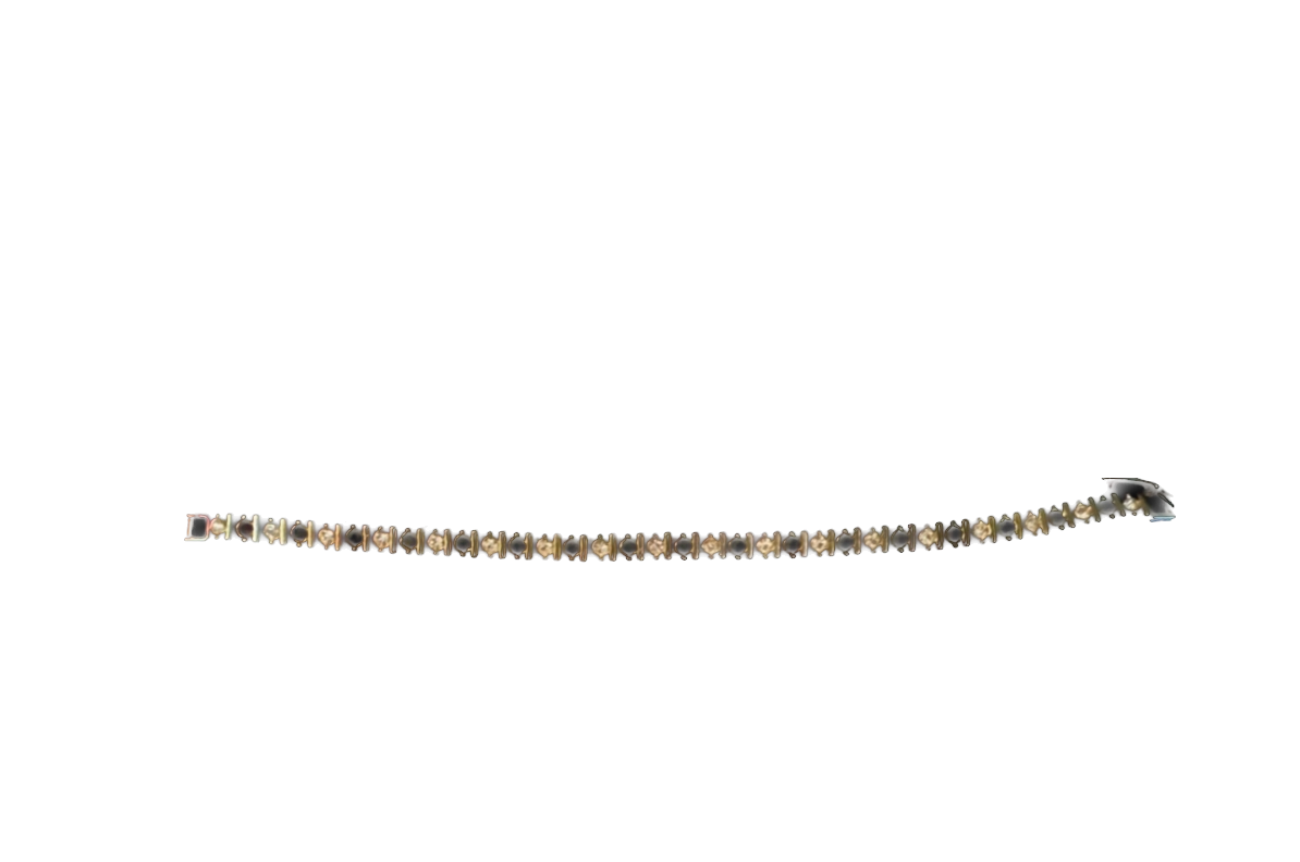 Vintage Silver Bracelet with Black And Clear Jewels