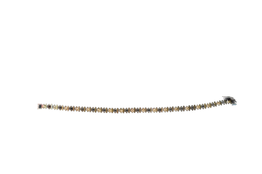 Vintage Silver Bracelet with Black And Clear Jewels