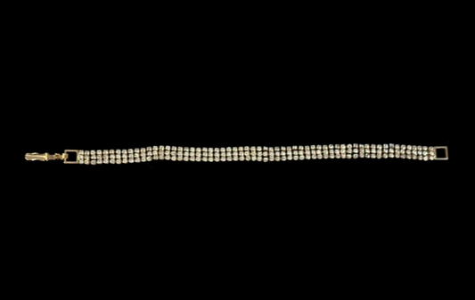 Vintage Gold Three Strand Tennis Bracelet with Clear Jewels