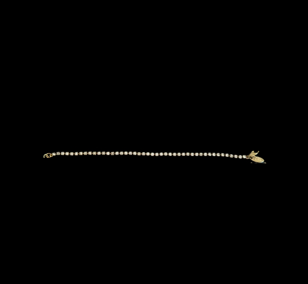 Vintage Gold Tennis Bracelet with Clear Jewels