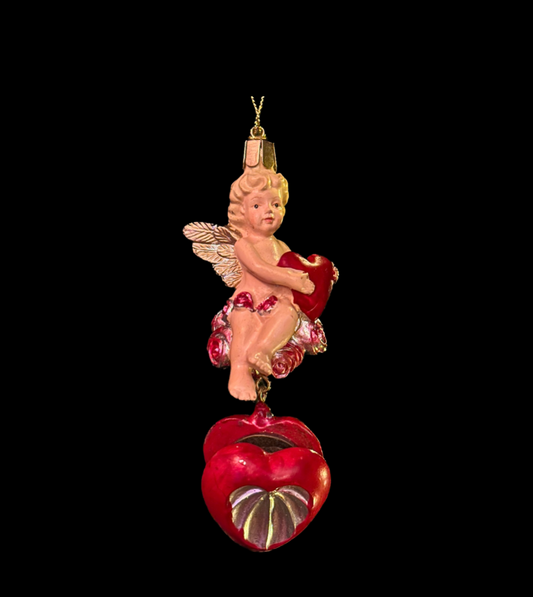 Vintage Angel Red Heart Locket Ornament