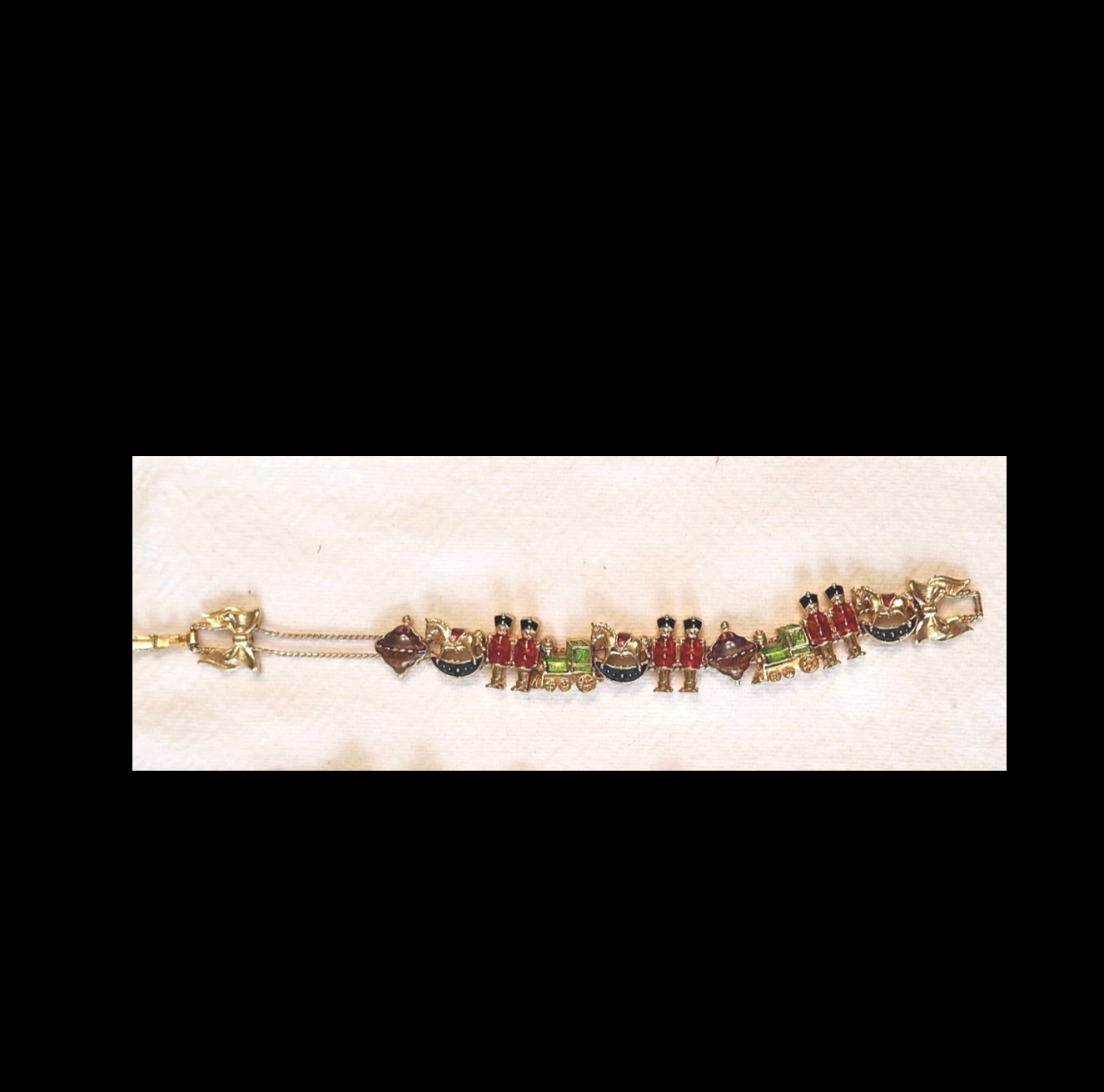 Vintage Enamel Toy Soldier Christmas Bracelet