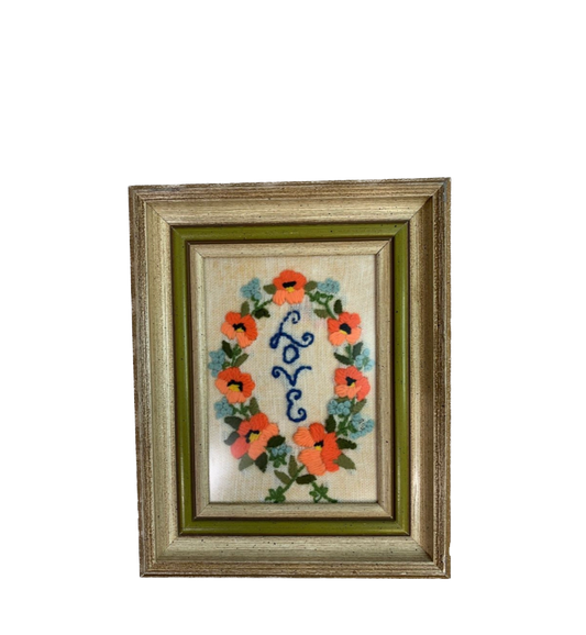 Vintage Love Framed Needlepoint