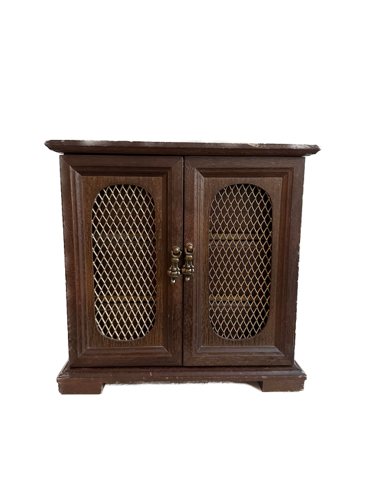 Vintage Wood Jewelry Box with Doors