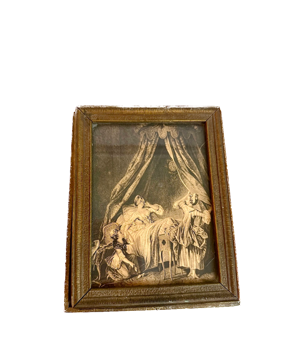 Antique Framed Jewelry Box with Classical Boudoir Scene