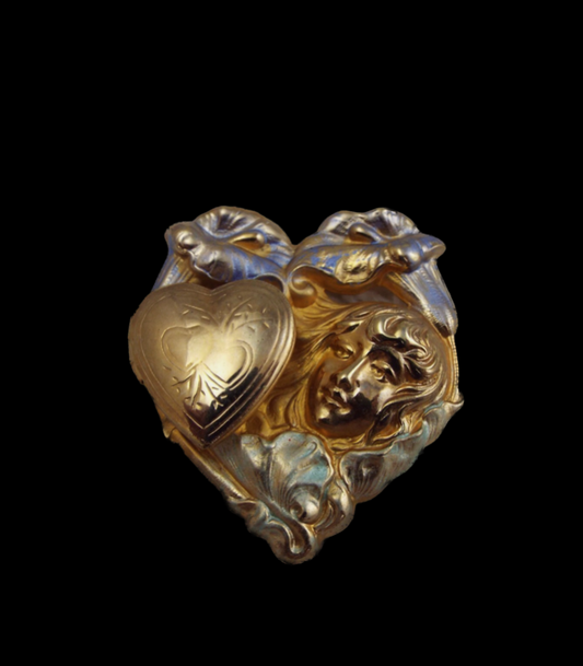 Vintage Art Nouveau Heart Locket Pin