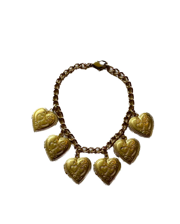 Vintage Heart Locket Charm Bracelet