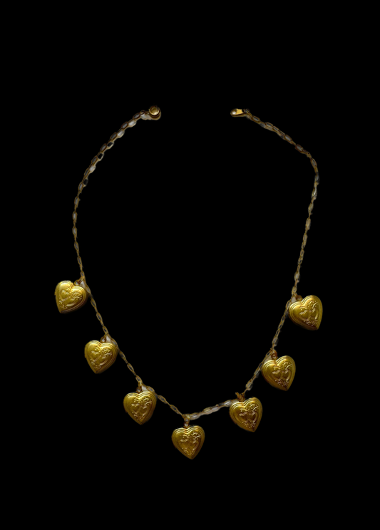 Vintage Gold Heart Locket Charm Necklace