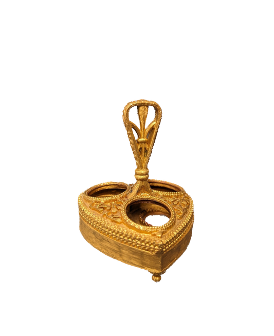 Vintage Gold Heart Lipstick Holder
