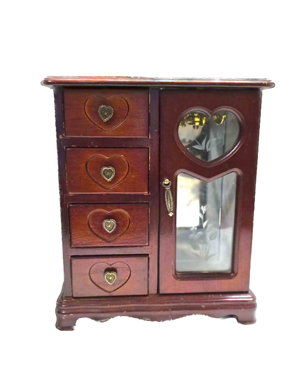 Vintage Wood Heart Jewelry Box
