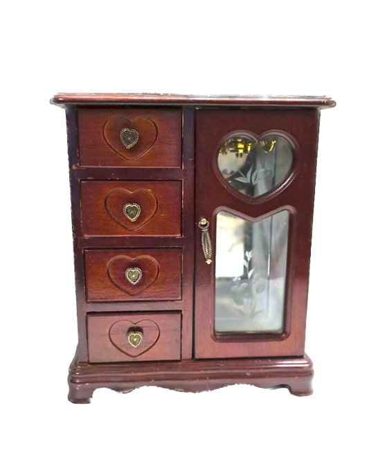 Vintage Wood Heart Jewelry Box