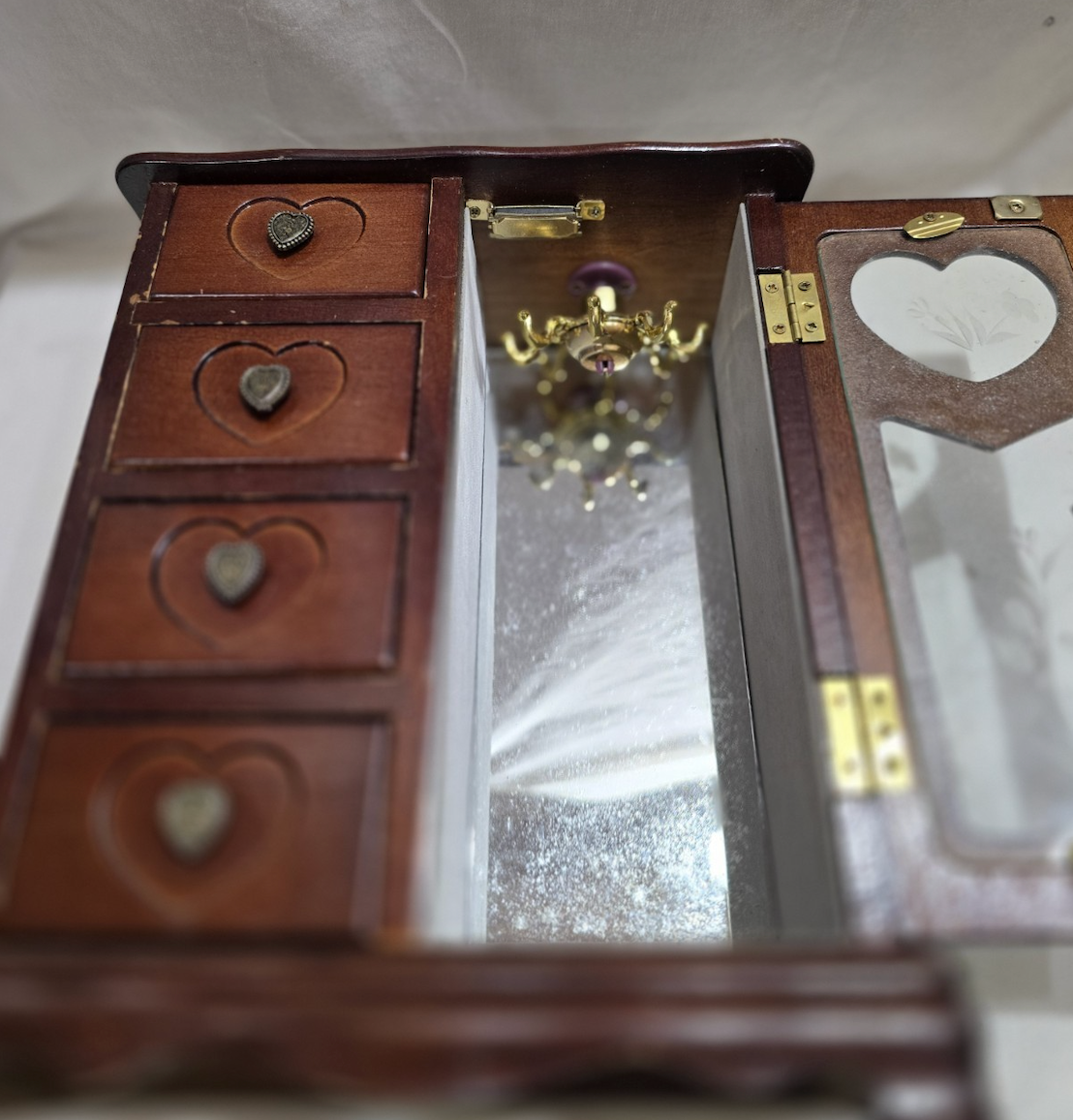 Vintage Wood Heart Jewelry Box