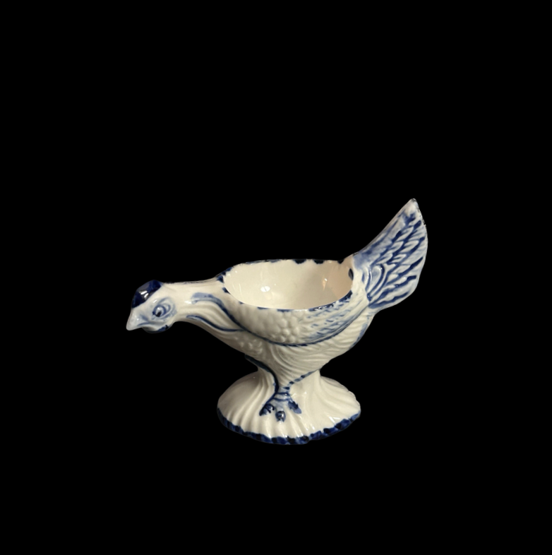 Vintage Blue Delft Rooster Egg Cup