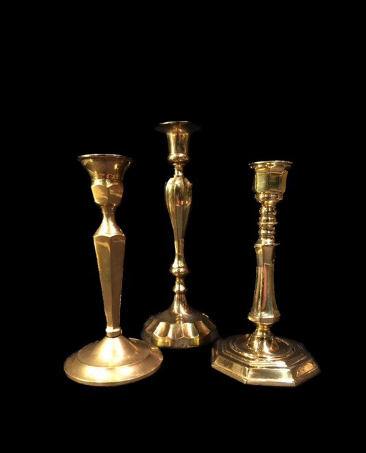 Vintage Brass Candle Holders - Set of 3