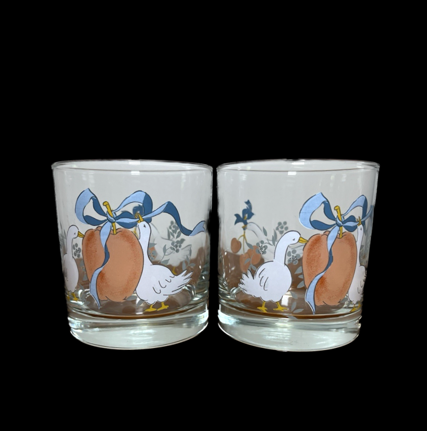 Vintage Geese Juice Glasses - Set of 4