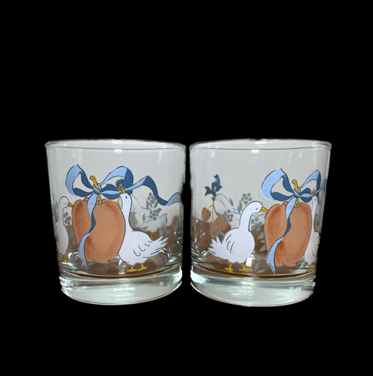 Vintage Geese Juice Glasses - Set of 4