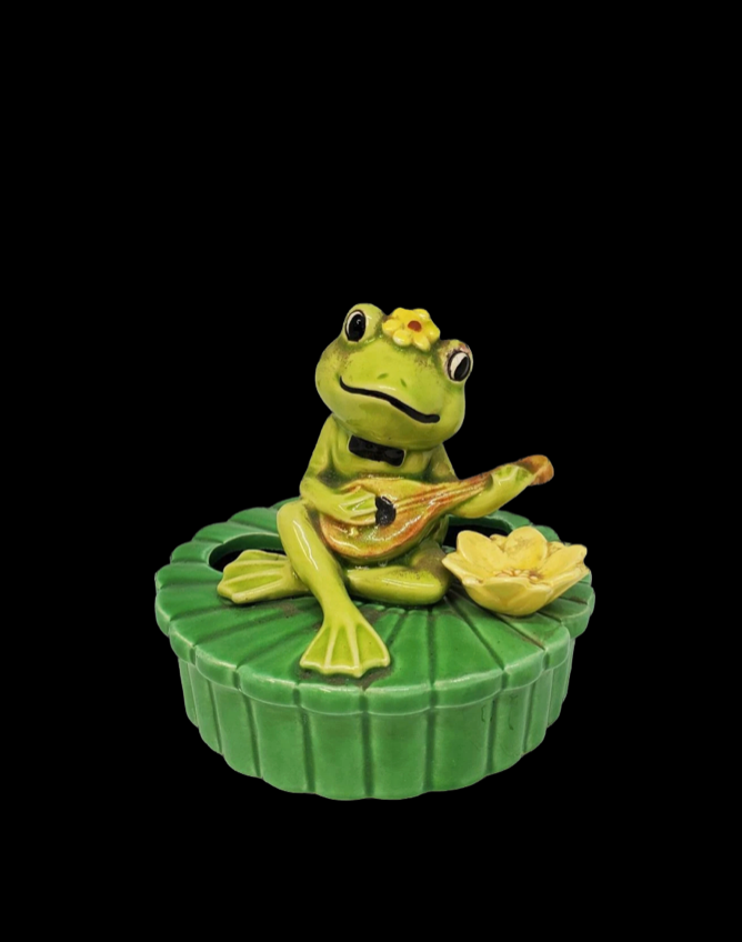 Vintage Ceramic Frog Lipstick Holder