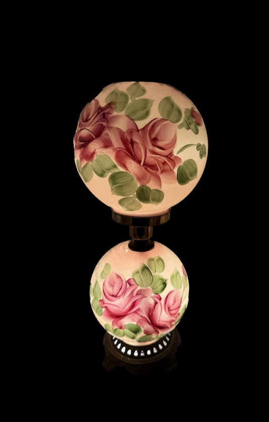 Vintage Floral Double Globe Hurricane Lamp