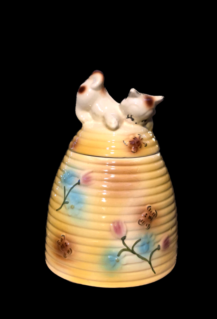 Vintage American Bisque Ceramic Cat Cookie Jar