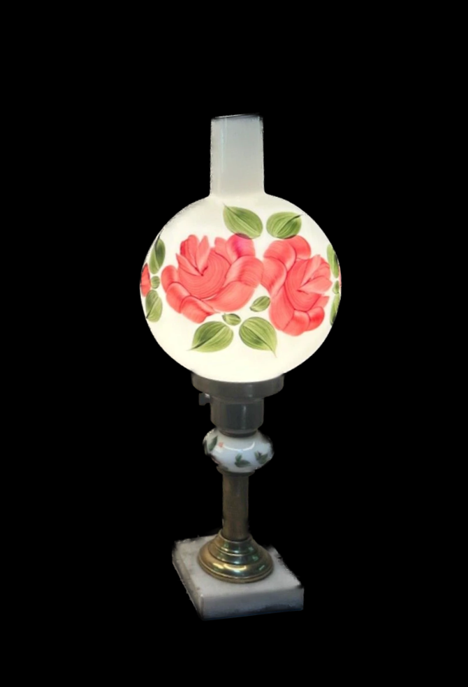 Vintage Floral Hurricane Lamp