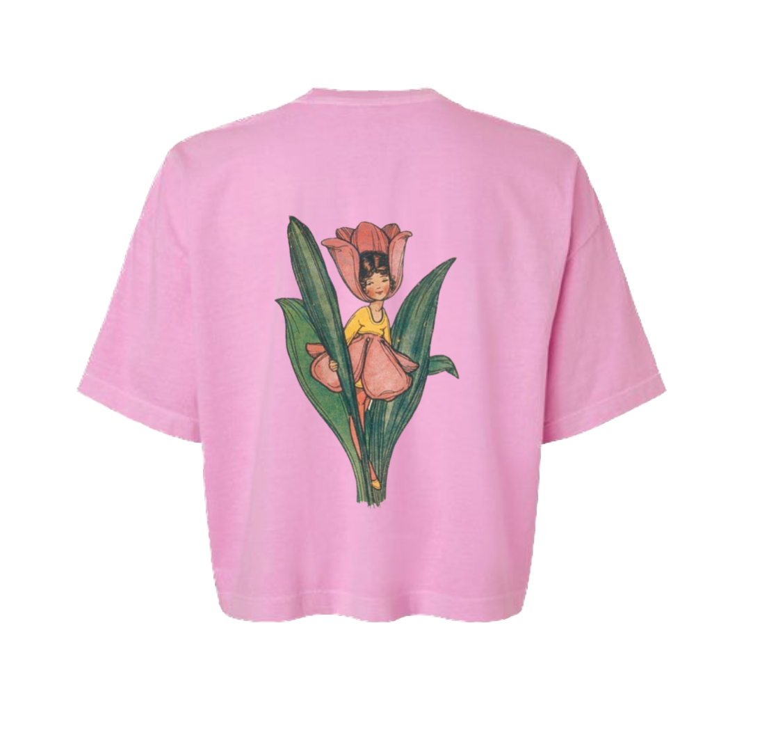 The Neighborhood Haunt Lady Tulip Pink Crop Top