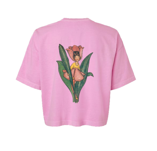 The Neighborhood Haunt Lady Tulip Pink Crop Top