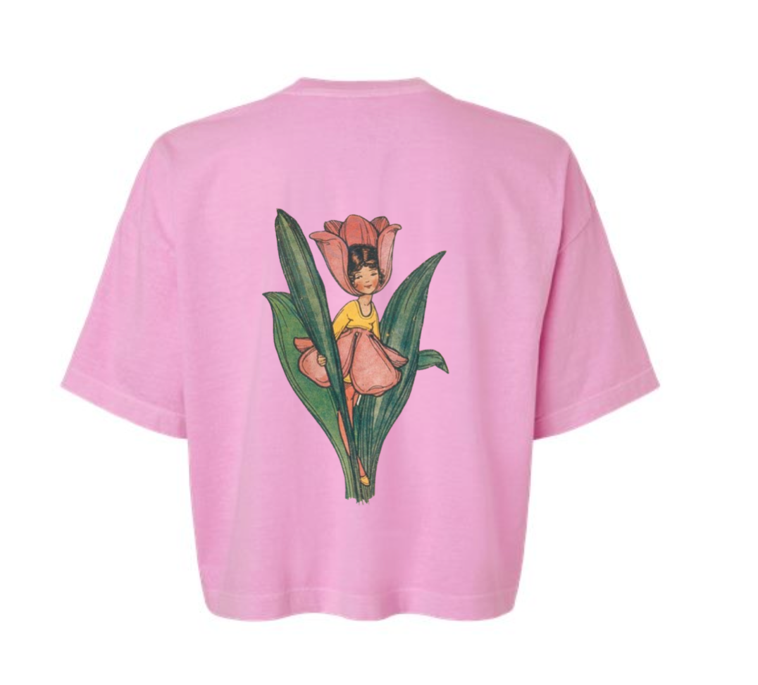 The Neighborhood Haunt Lady Tulip Pink Crop Top