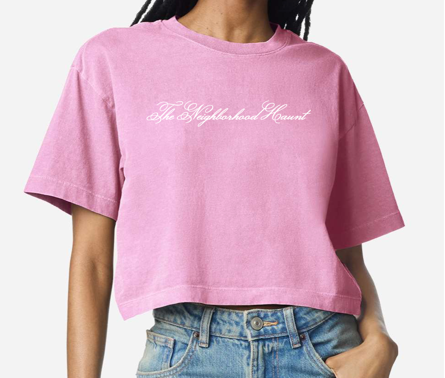 The Neighborhood Haunt Lady Tulip Pink Crop Top