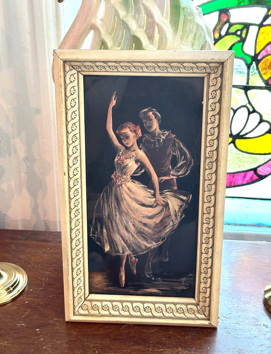 Vintage Ballerina Duet Framed Print