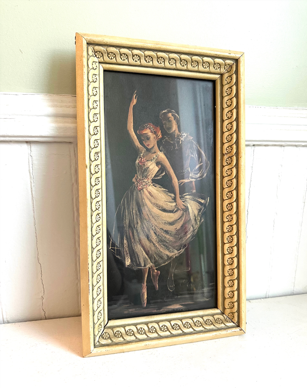Vintage Ballerina Duet Framed Print