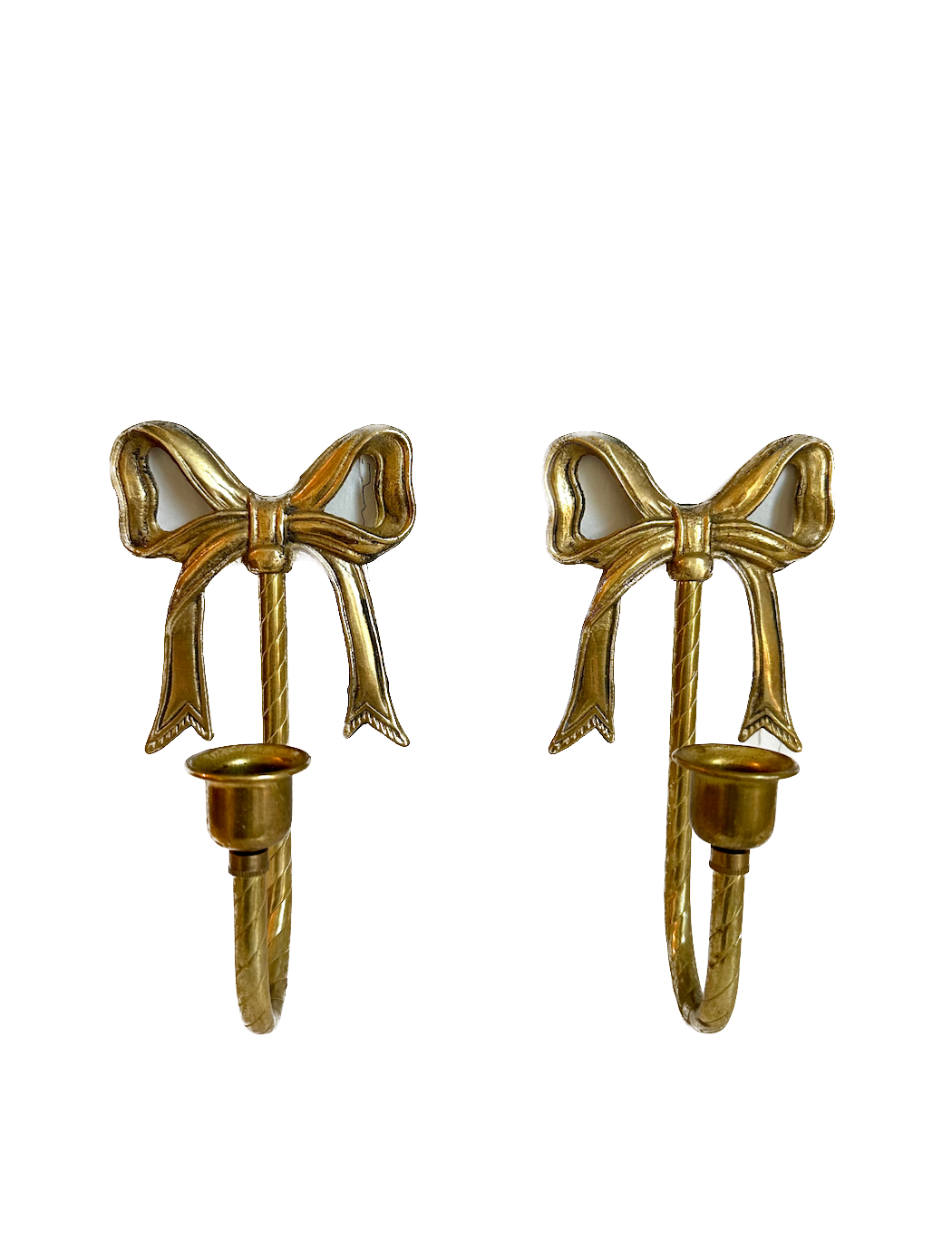 Vintage Brass Bow Candle Holders