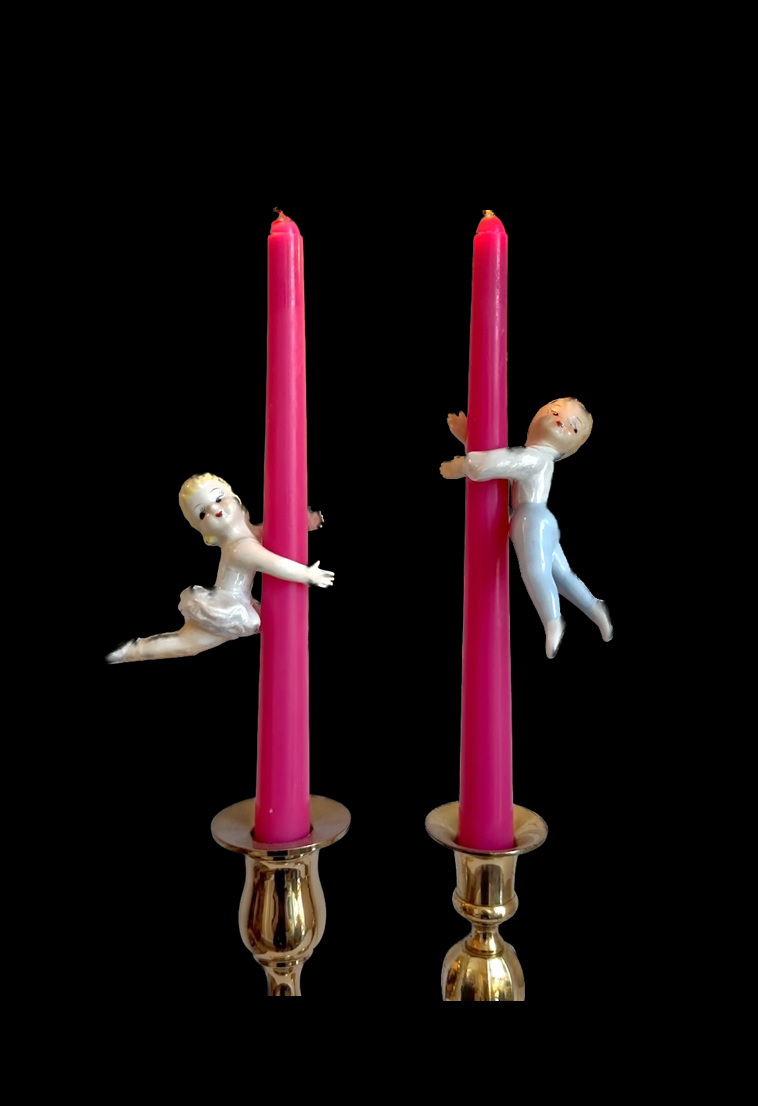 Vintage Ceramic Ballerina Candle Huggers
