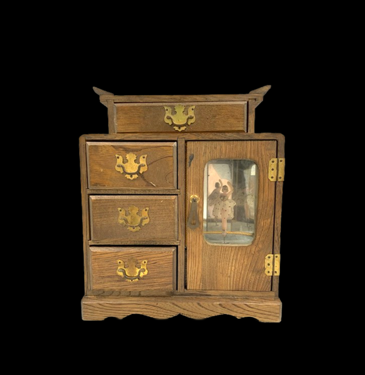 Vintage Ballerina Wood Jewelry Box