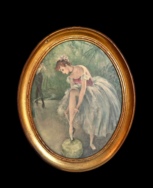 Vintage Ballerina Oval Framed Print