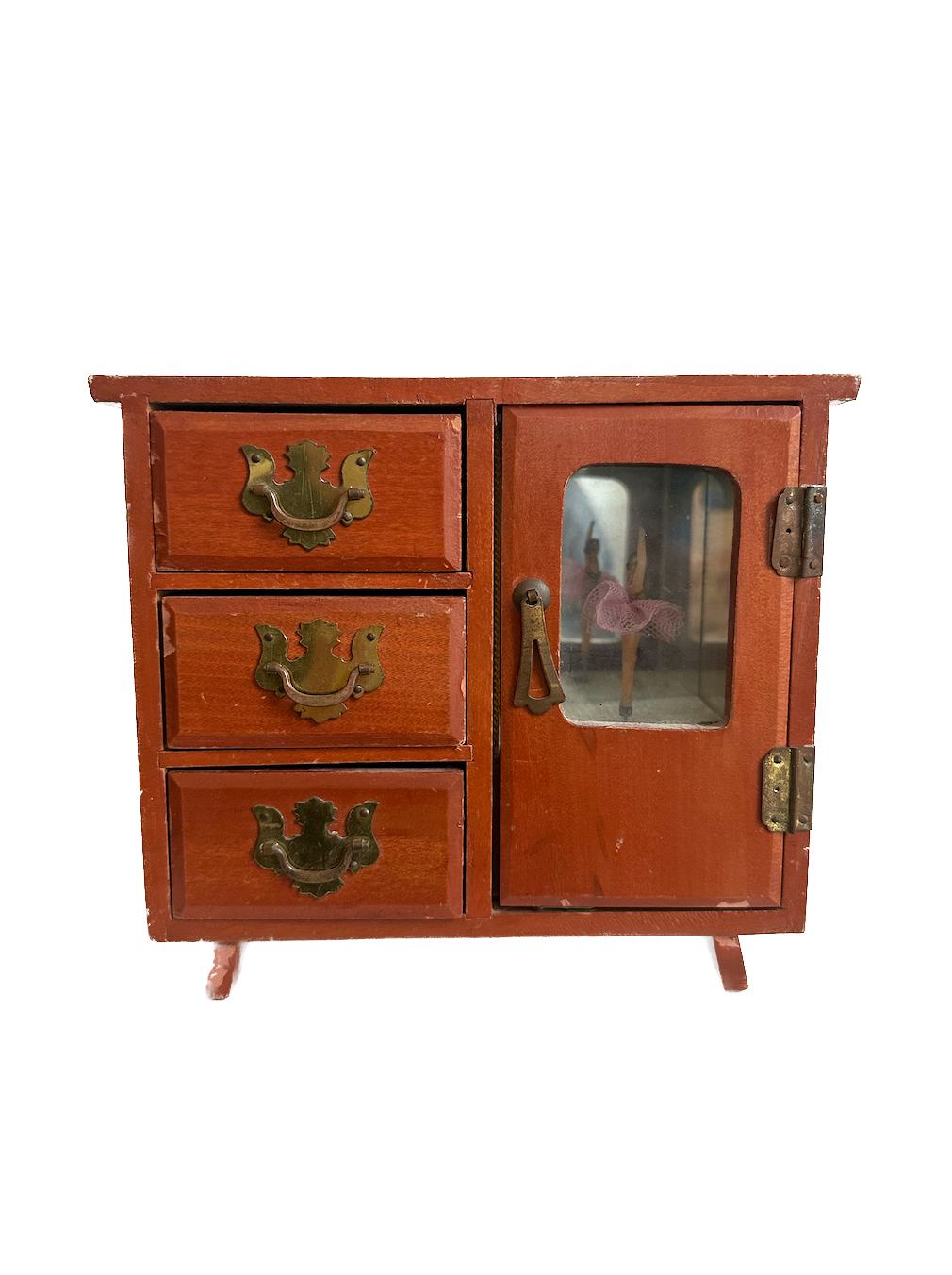 Vintage Ballerina Wood Jewelry Box