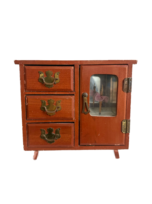 Vintage Ballerina Wood Jewelry Box