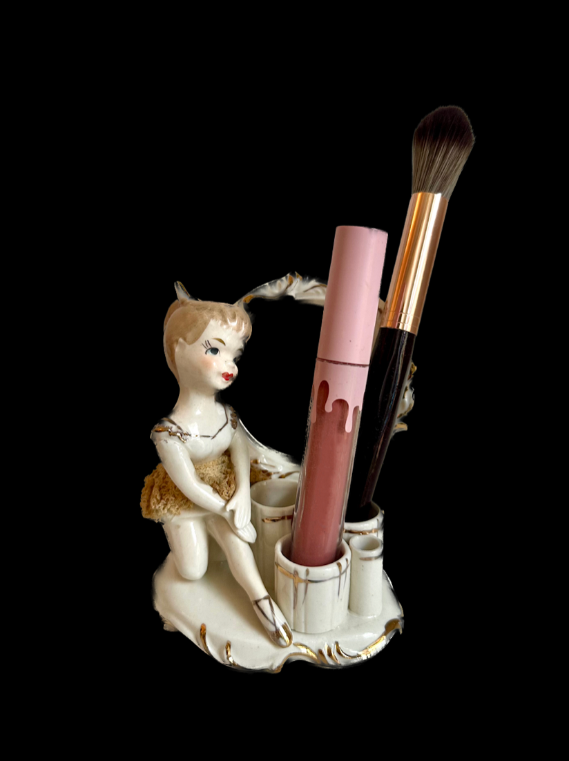 Vintage Ballerina Ceramic Lipstick Holder