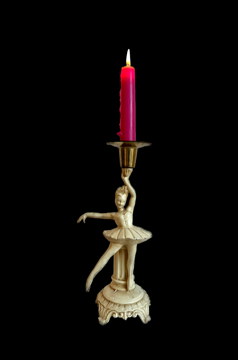 Vintage Ballerina Cast Iron Candle Holder