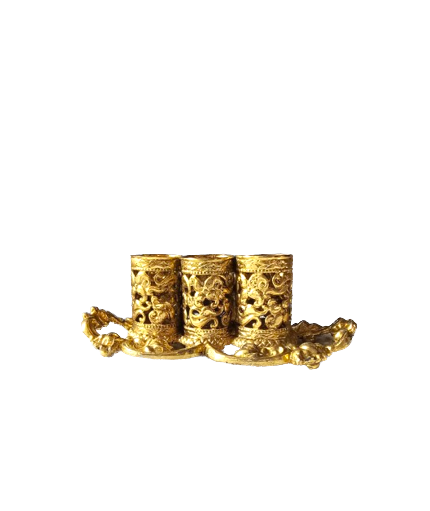 Vintage Gold 3 Slot Lipstick Holder