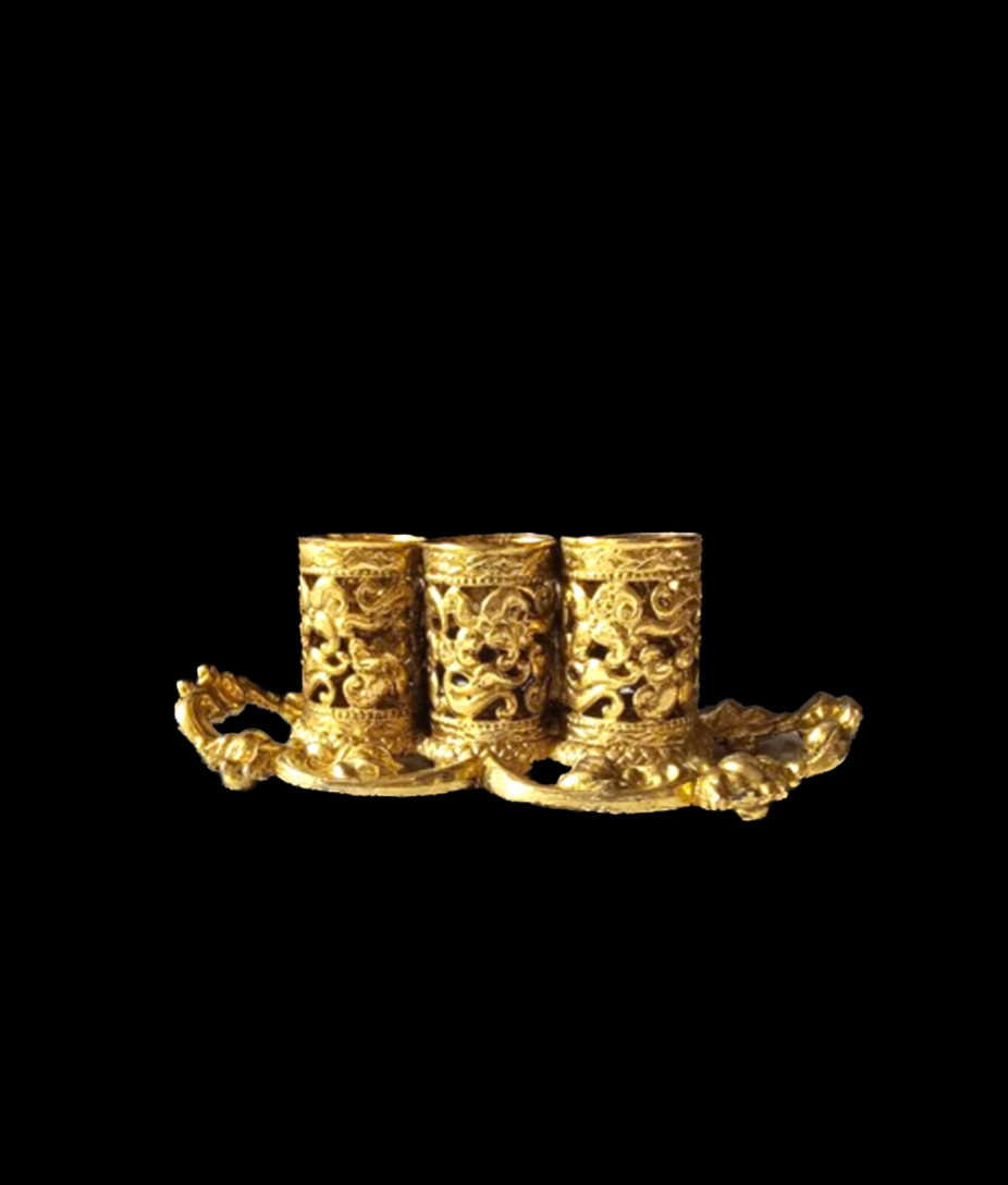 Vintage Gold 3 Slot Lipstick Holder