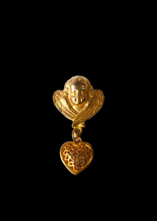 Vintage Cherub Heart Pin