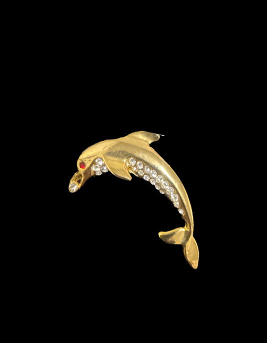 Vintage Jeweled Dolphin Pin