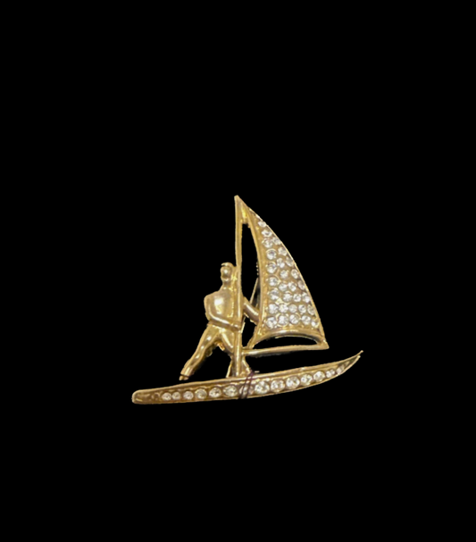 Vintage Jeweled Sailboat Pin