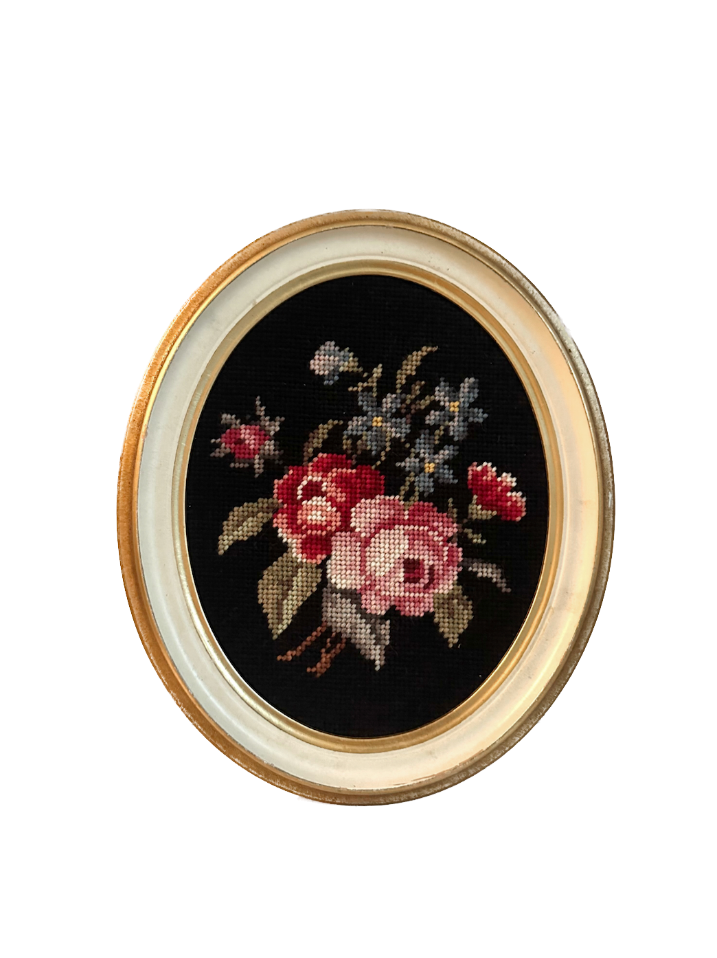 Vintage Rose Framed Needlepoint