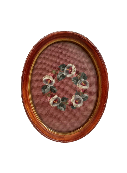Vintage Floral Framed Needlepoint