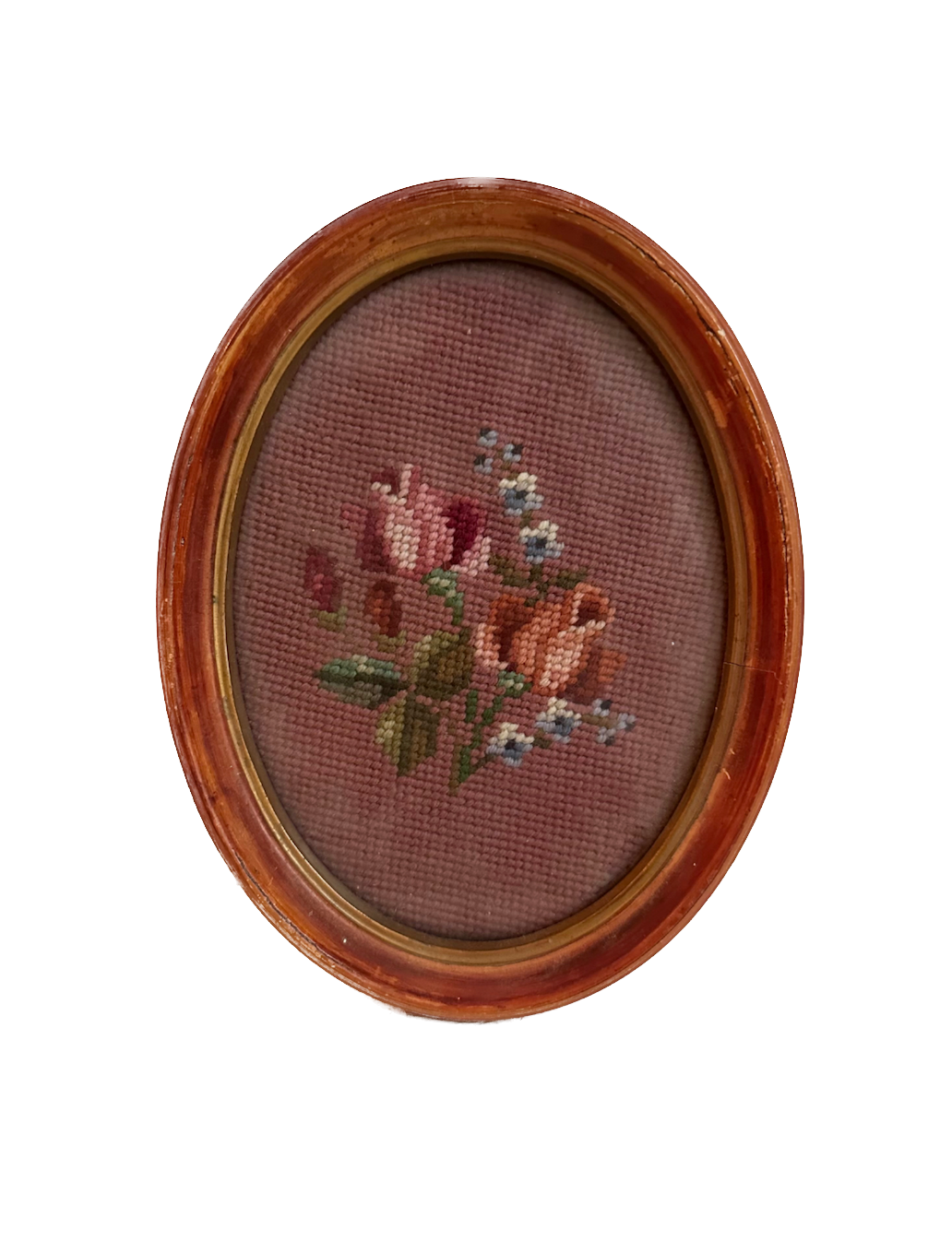 Vintage Rose Framed Needlepoint