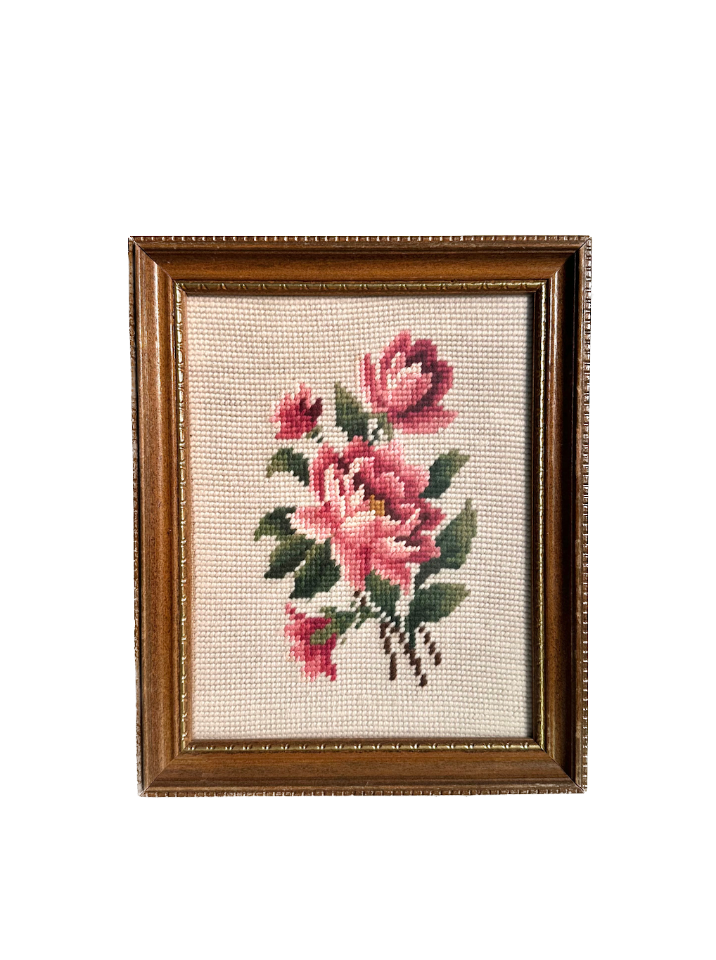 Vintage Rose Framed Needlepoint