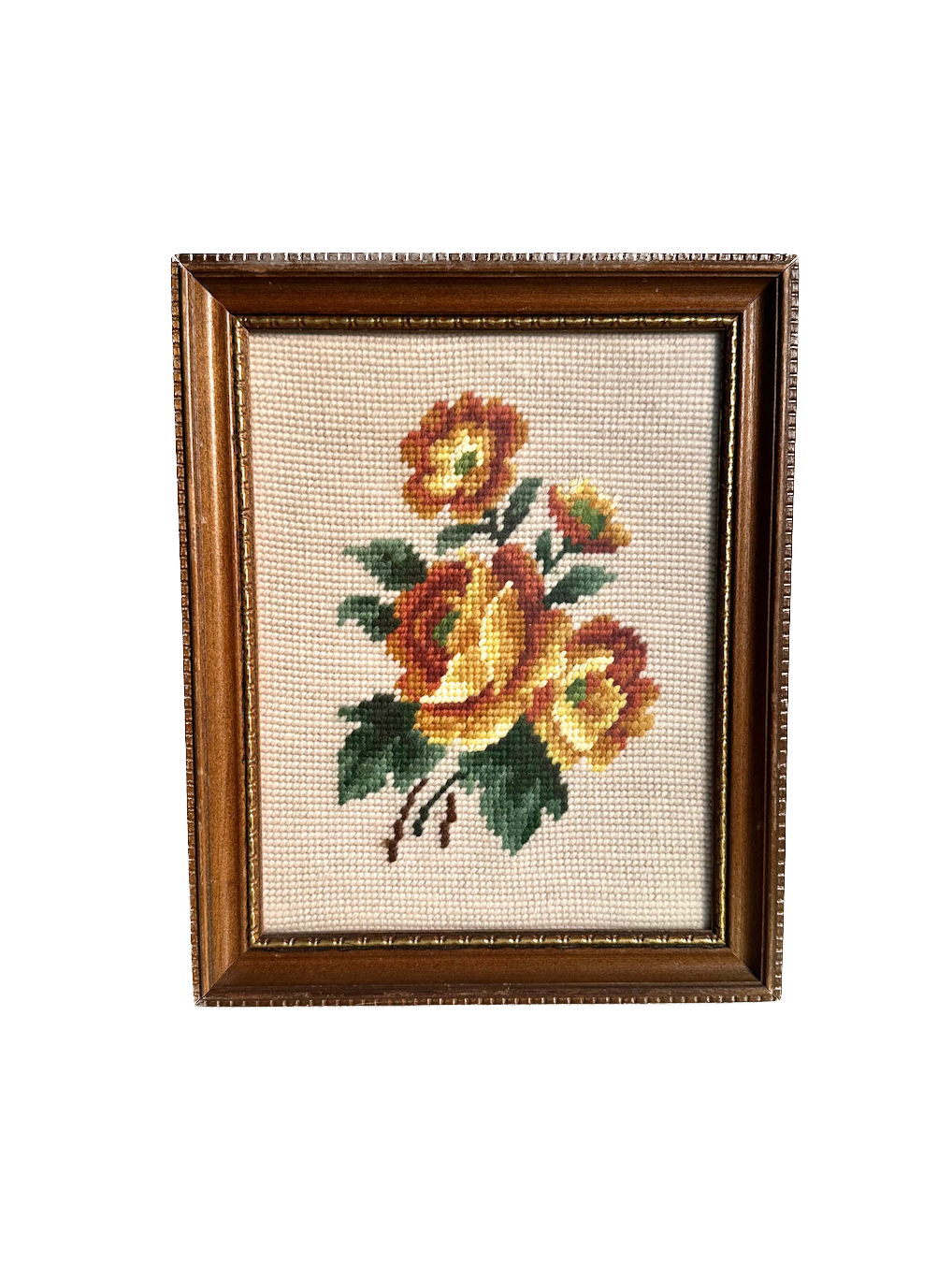 Vintage Rose Framed Needlepoint