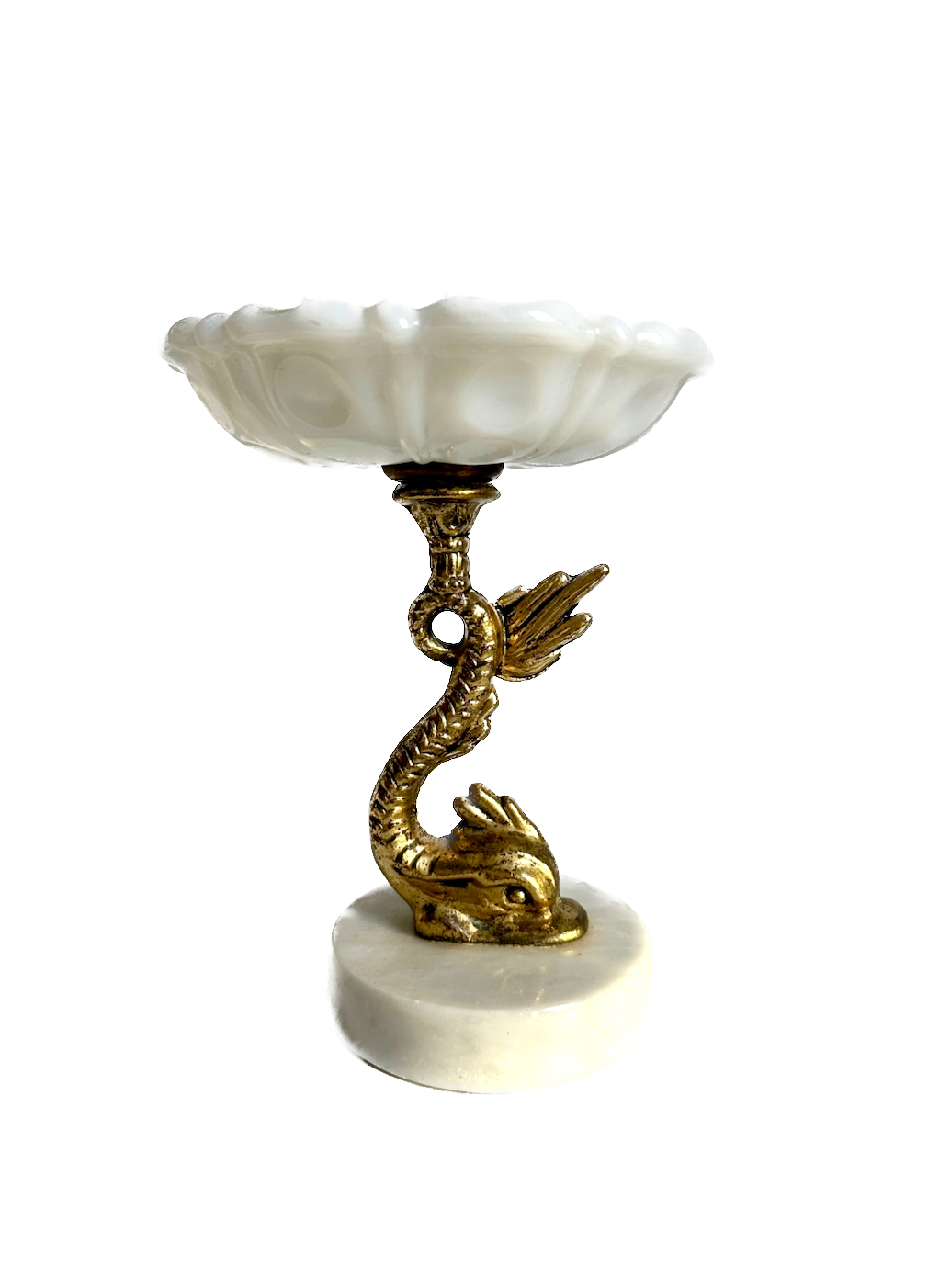 Vintage Brass Koi Fish Pedestal Dish